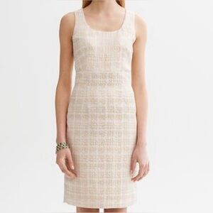 Banana Republic Metallic Houndstooth ShiftDress Size 14 Gold Cream